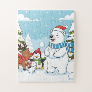 Winter Sneeuwbal Vrienden Kinderpuzzel Legpuzzel