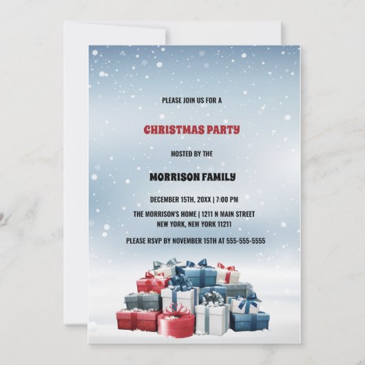 Winter Sneeuwblauw Waterverf Kerst Kaart (Voorkant)