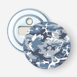 Winter Sneeuwblauwe Camouflage, Militair, Leger Button Flesopener