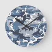 Winter Sneeuwblauwe Camouflage, Militair, Leger Ronde Klok (Voorkant)
