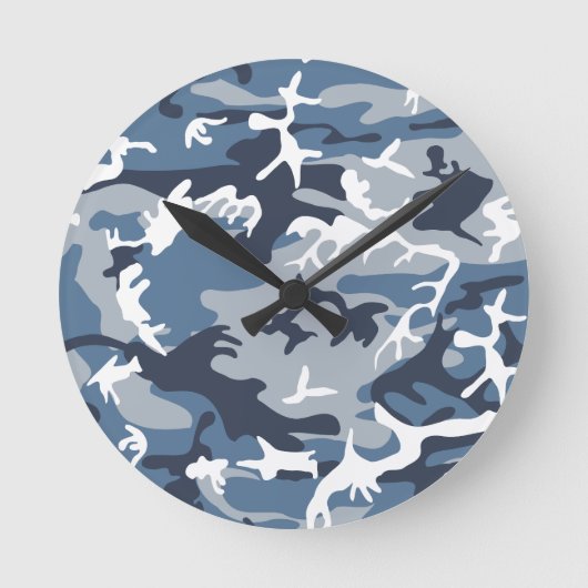 Winter Sneeuwblauwe Camouflage, Militair, Leger Ronde Klok (Voorkant)