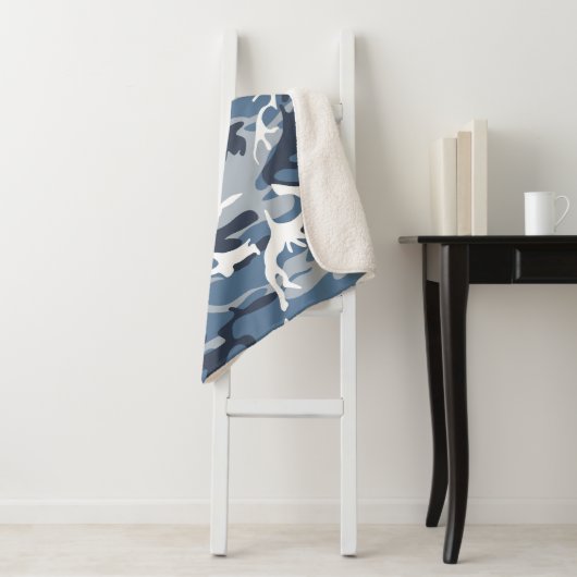 Winter Sneeuwblauwe Camouflage, Militair, Leger Sherpa Deken (In situ)