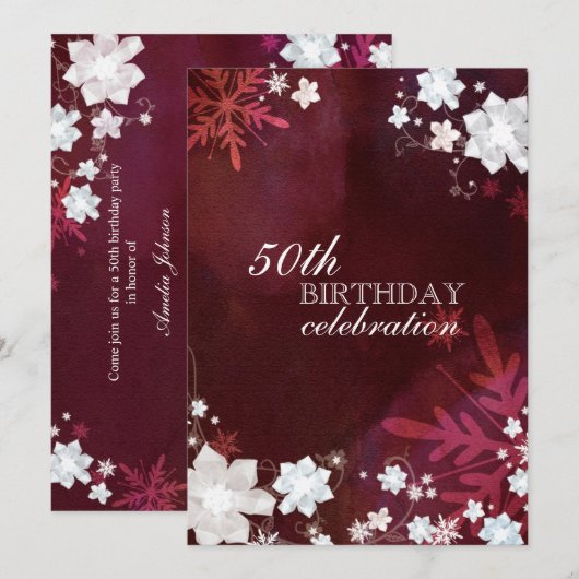 Winter Sneeuwbloemen 50ste verjaardagsfeest Kaart (Voorkant / Achterkant)