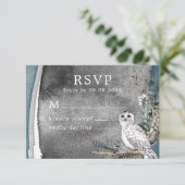 Winter Sneeuwbocht Moon Branch Paint Wedding RSVP (Staand voorkant)