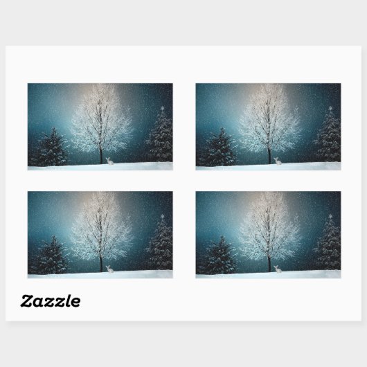 Winter Sneeuwbomen en Bunny Vakantie Stickers (Vel)