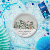 Winter Sneeuwbos Dierenvrienden Fox Rabbit Papieren Bordje (Feest)