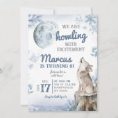 Winter Sneeuwbos Maan Wolf Howling Verjaardag Kaart (Voorkant)