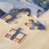 Winter Sneeuwdorp bij nacht Legpuzzel (Zijkant)