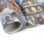 Winter Sneeuwdorp Sneeuwman Plezier Cadeaupapier (Rol Hoek)