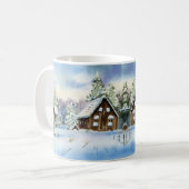 Winter Sneeuweffect House Forest Landscape Elegant Koffiemok (Voorkant links)