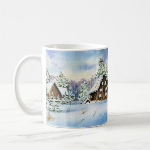 Winter Sneeuweffect House Forest Landscape Elegant Koffiemok