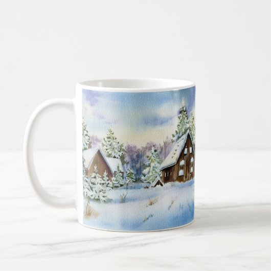 Winter Sneeuweffect House Forest Landscape Elegant Koffiemok (Links)