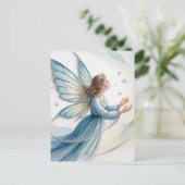 Winter Sneeuwfee Watercolor Kunst Briefkaart (Staand voorkant)