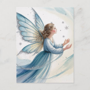 Winter Sneeuwfee Watercolor Kunst Briefkaart