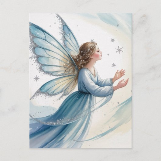 Winter Sneeuwfee Watercolor Kunst Briefkaart (Voorkant)