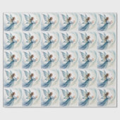 Winter Sneeuwfee Watercolor Kunst Kerstmis Cadeaupapier (Vlak)