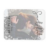 Winter Sneeuwfotoweddenschap Save the Date Briefka Magneet (Horizontaal)