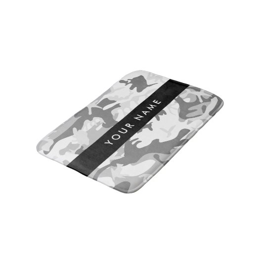 Winter Sneeuwgrijs Camouflage Jouw naam Personalis Badmat (Gekanteld)