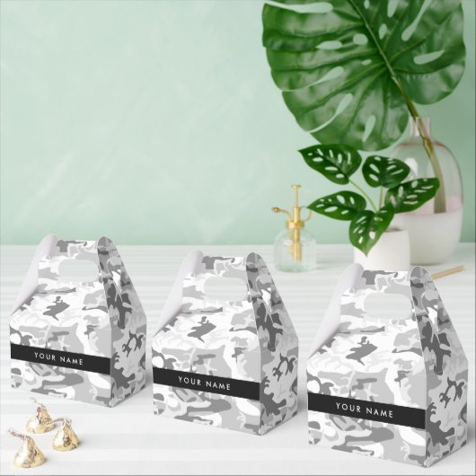Winter Sneeuwgrijs Camouflage Jouw naam Personalis Bedankdoosjes (Meervoudige)