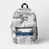 Winter Sneeuwgrijs Camouflage Jouw naam Personalis Bedrukte Rugzak (Voorkant)