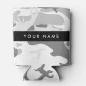 Winter Sneeuwgrijs Camouflage Jouw naam Personalis Blikjeskoeler (Achterkant)