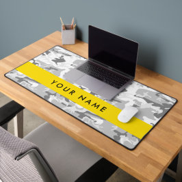 Winter Sneeuwgrijs Camouflage Jouw naam Personalis Bureaumat