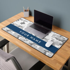 Winter Sneeuwgrijs Camouflage Jouw naam Personalis Bureaumat