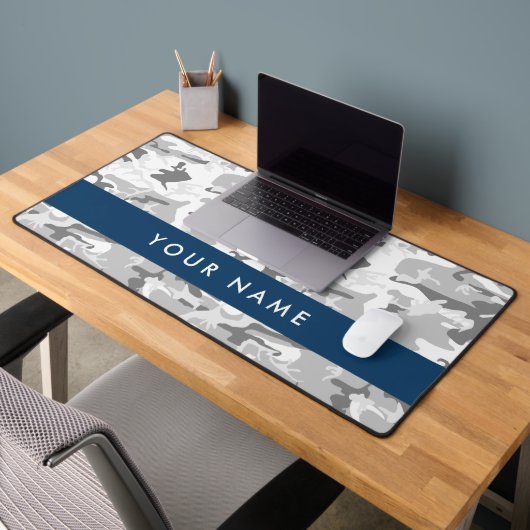 Winter Sneeuwgrijs Camouflage Jouw naam Personalis Bureaumat (Kantoor 2)