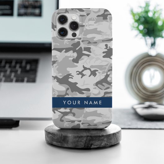 Winter Sneeuwgrijs Camouflage Jouw naam Personalis Case-Mate iPhone Case