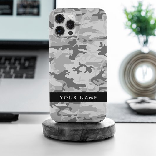 Winter Sneeuwgrijs Camouflage Jouw naam Personalis Case-Mate iPhone Case
