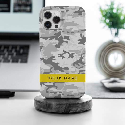 Winter Sneeuwgrijs Camouflage Jouw naam Personalis Case-Mate iPhone Case