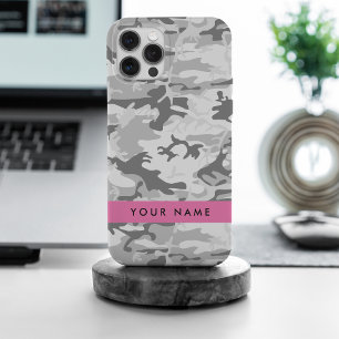 Winter Sneeuwgrijs Camouflage Jouw naam Personalis iPhone 15 Pro Max Hoesje
