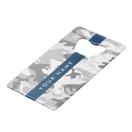 Winter Sneeuwgrijs Camouflage Jouw naam Personalis Creditkaart Flessenopener