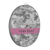 Winter Sneeuwgrijs Camouflage Jouw naam Personalis Dartbord (Voorkant Links)