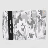 Winter Sneeuwgrijs Camouflage Jouw naam Personalis Golfhanddoek (Horizontaal)
