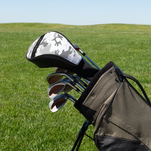 Winter Sneeuwgrijs Camouflage Jouw naam Personalis Golfheadcover (Insitu)