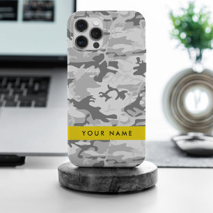 Winter Sneeuwgrijs Camouflage Jouw naam Personalis iPhone 15 Pro Max Case