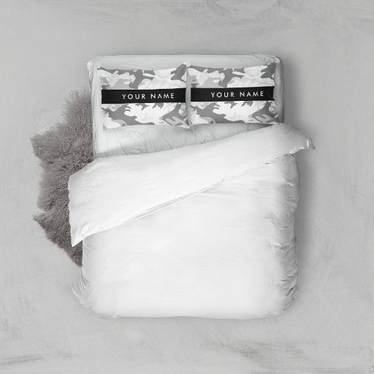 Winter Sneeuwgrijs Camouflage Jouw naam Personalis Kussensloop