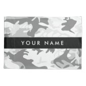 Winter Sneeuwgrijs Camouflage Jouw naam Personalis Kussensloop (Achterkant)