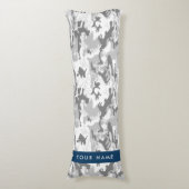 Winter Sneeuwgrijs Camouflage Jouw naam Personalis Lichaamskussen (Voorkant Verticaal)