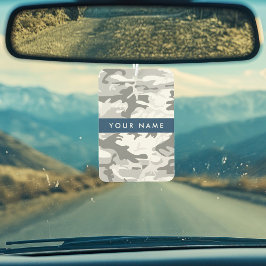 Winter Sneeuwgrijs Camouflage Jouw naam Personalis Luchtverfrisser