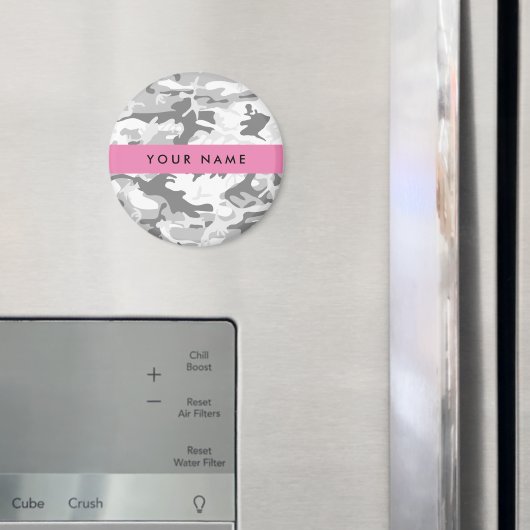 Winter Sneeuwgrijs Camouflage Jouw naam Personalis Magneet (Insitu (Koelkast))