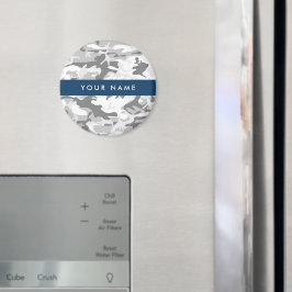 Winter Sneeuwgrijs Camouflage Jouw naam Personalis Magneet