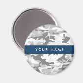 Winter Sneeuwgrijs Camouflage Jouw naam Personalis Magneet (Voorkant / Achterkant)