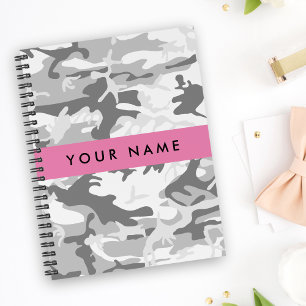 Winter Sneeuwgrijs Camouflage Jouw naam Personalis Notitieboek