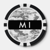 Winter Sneeuwgrijs Camouflage Jouw naam Personalis Poker Chips (Voorkant)