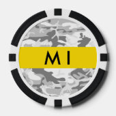 Winter Sneeuwgrijs Camouflage Jouw naam Personalis Poker Chips (Voorkant)