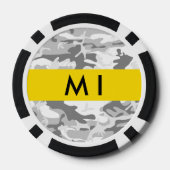 Winter Sneeuwgrijs Camouflage Jouw naam Personalis Poker Chips (Achterkant)