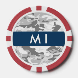 Winter Sneeuwgrijs Camouflage Jouw naam Personalis Poker Chips
