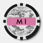 Winter Sneeuwgrijs Camouflage Jouw naam Personalis Poker Chips (Voorkant)